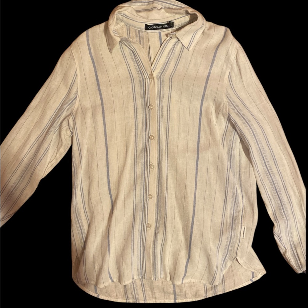 Calvin Klein Jeans Button Down Striped Blouse